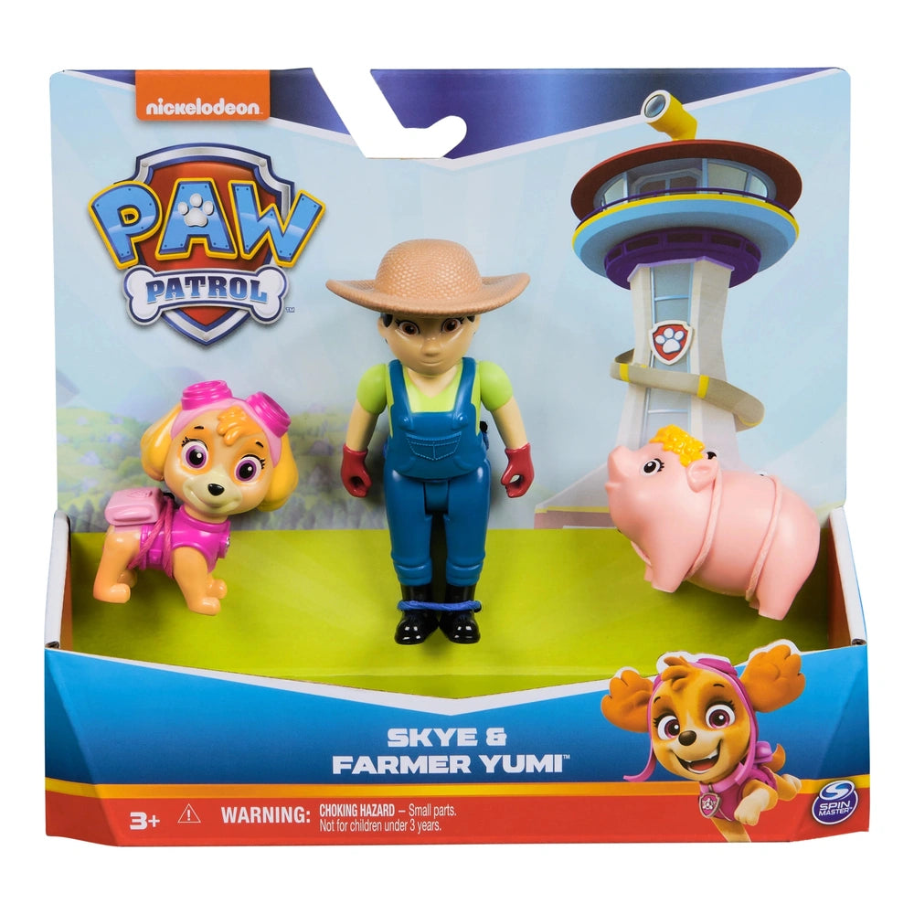 Paw Patrol Action Pups toy set featuring three colorful characters in a vibrant packaging resembling a show scene.