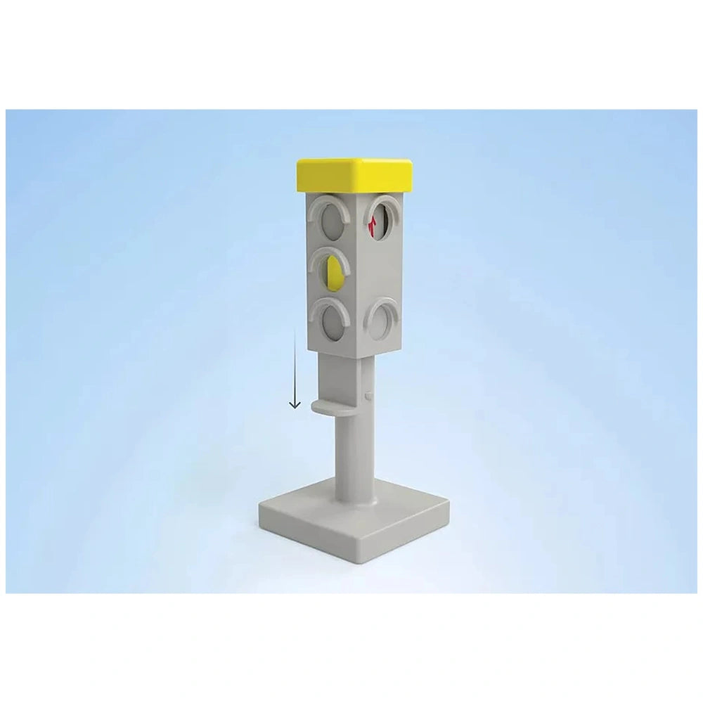 Playmobil Everyday Heroes toy playset featuring a matte plastic traffic light with red, yellow, and green lights on a gray ba