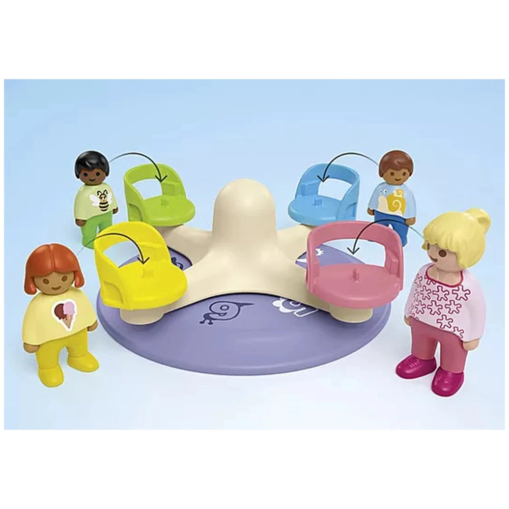 Playmobil Junior Number Merry-Go-Round toy playset features colorful plastic components arranged in a vibrant, playful layout