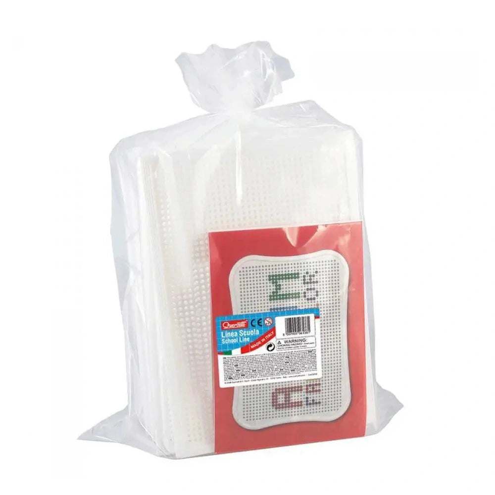 Quercetti Fantascuola Tablets packaging features a red cardboard box with a white label and safety warnings for ages 3+.