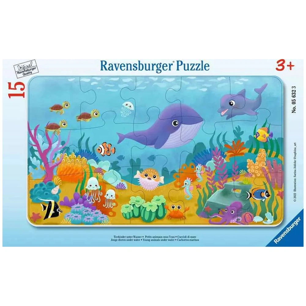 Ravensburger puzzle box featuring a colorful underwater scene illustration with various fish and marine life.