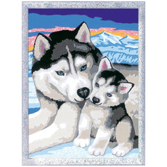 Ravensburger - Creart Schattige Huskies - Schilderen op Nummer - Kunst & Ambachten