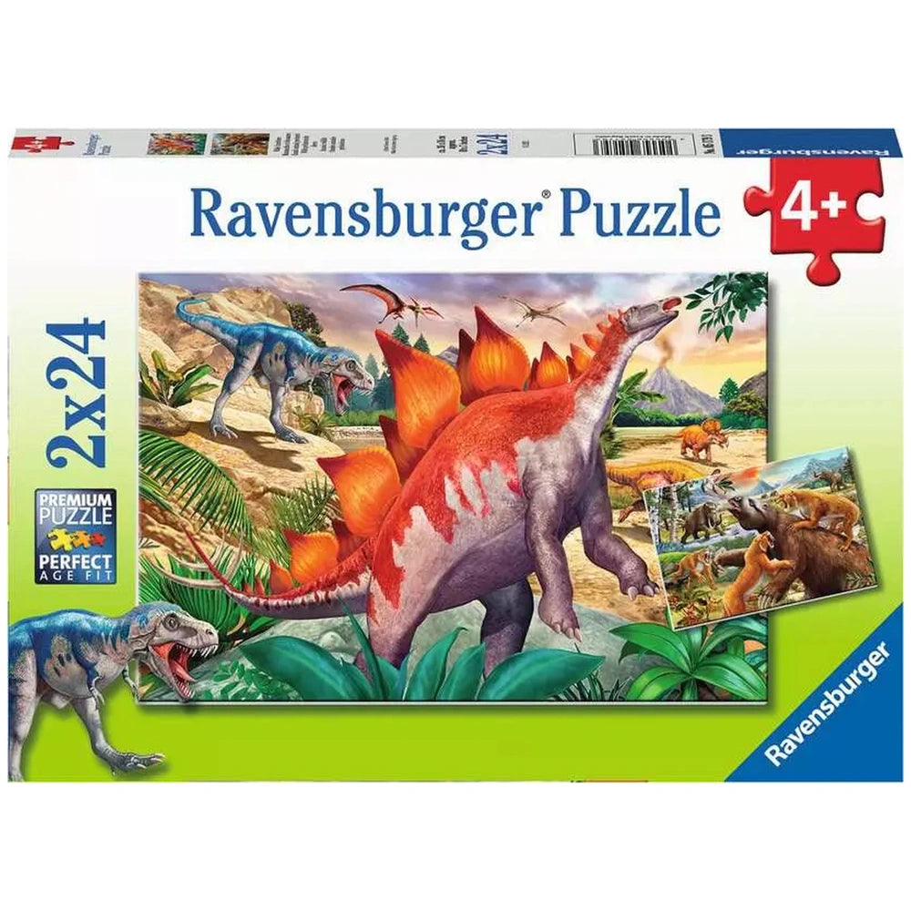 Ravensburger - Dinosaurussen - Wilde Prehistorische Dieren - 2x24 Stukken - Puzzels