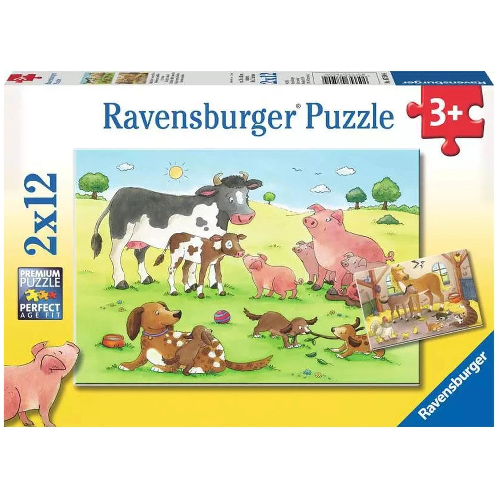 Ravensburger - Happy Animal Families - 2x12 Pieces - Puzzles