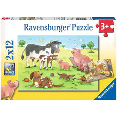 Ravensburger - Happy Animal Families - 2x12 Pieces - Puzzles