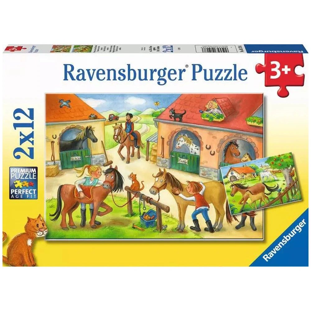 Ravensburger - Vakantie Op De Paardenboerderij - 2x12 Stukken - Puzzels