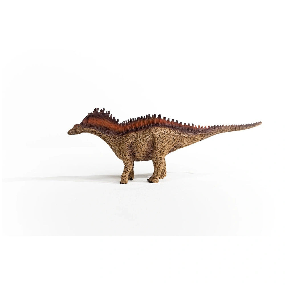 Amargasaurus toy dinosaur model in brown tones, featuring a textured surface and standing upright against a light background.