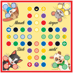 Schmidt Spiele's "Don't Bother Me Kids" features playful anthropomorphic animals on a vibrant yellow background.