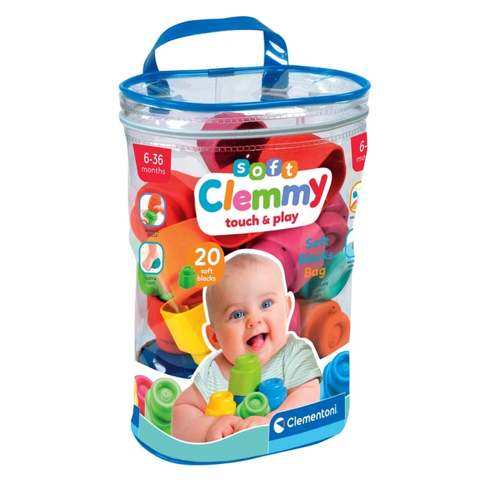 Soft Clemmy - Touch en Speel 20 Zachte Bouwblokken Tas Baby Activiteit Speelgoed
