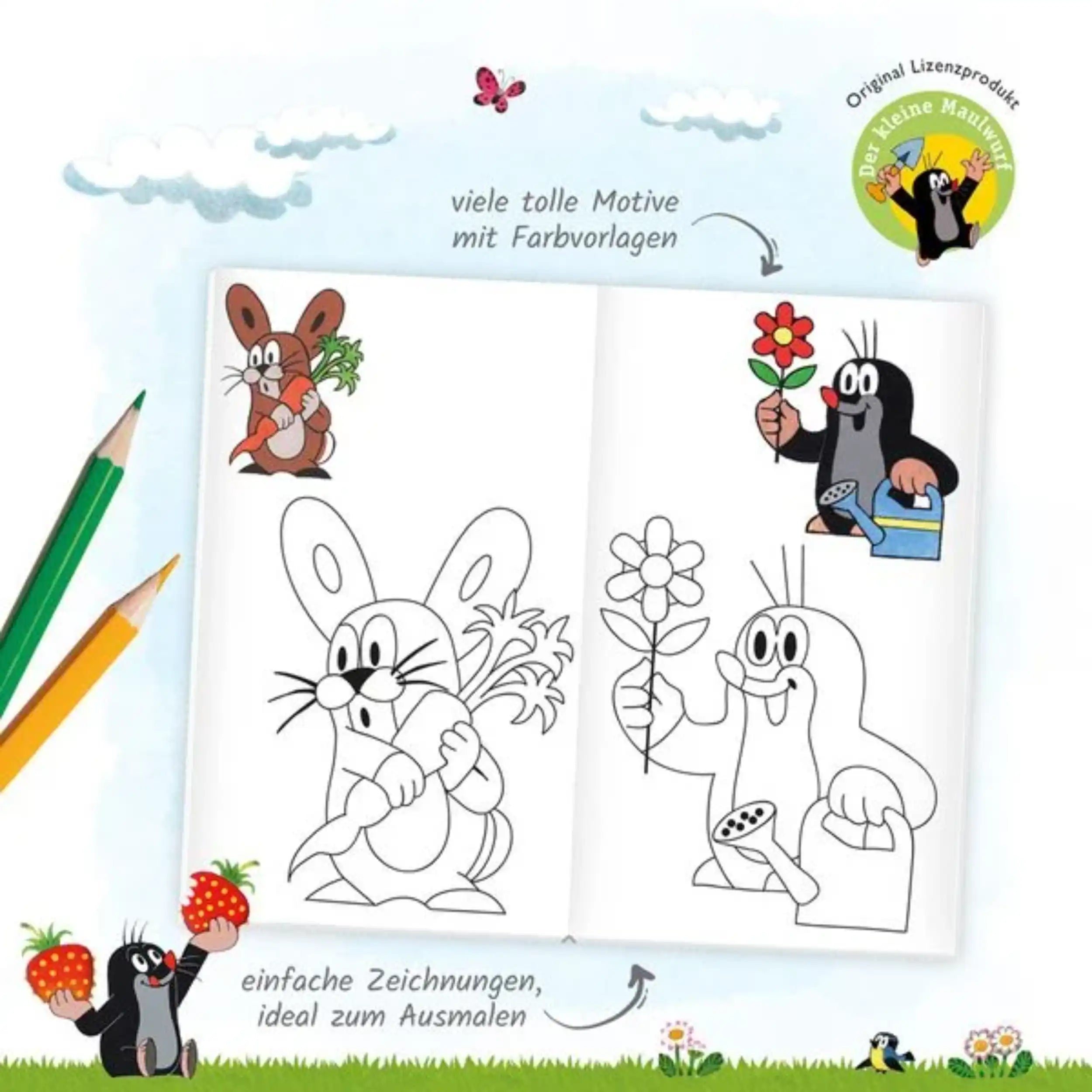 TROTSCH - Het Kleine Muisje Kleurboek met Stickers Knutselen - Duitse Editie